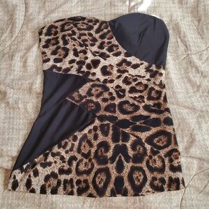 Y2K Leopard Print corset Style top  Charlotte Russe sz M juniors Mobwife